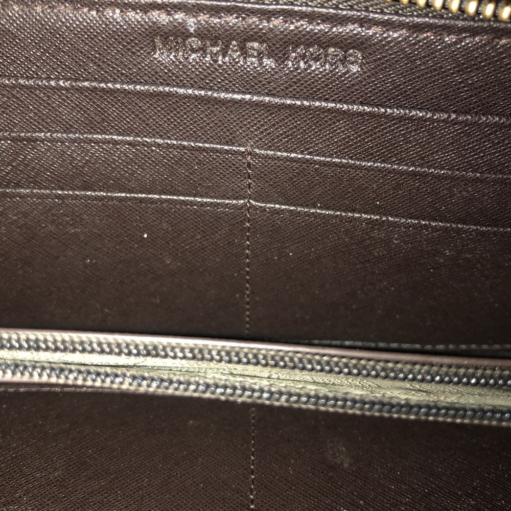 Michael Kors Brown MultiColor Calf Hair Leather Trim Camo Zip Around Wallet - Picture 6 of 7